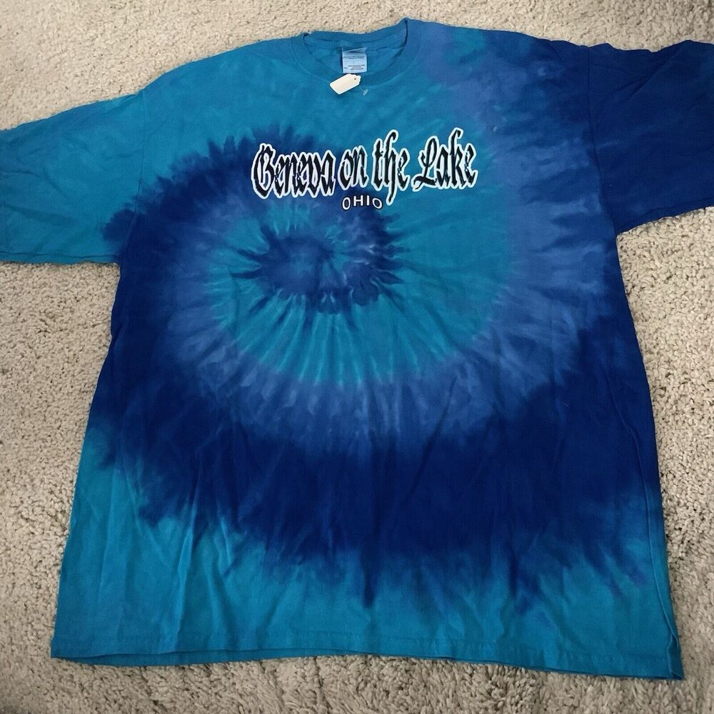Geneva-On-The-Lake GOTL Gildan Ultra Cotton T-Shirt Mens 2XL Tie Dye Hippie NEW